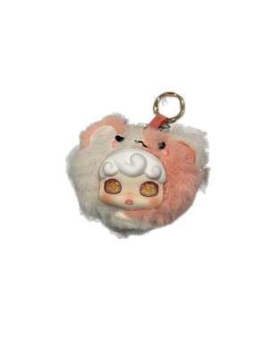 DOMI PinPin World Series Pink and White Bear Plush Pouch Keychain